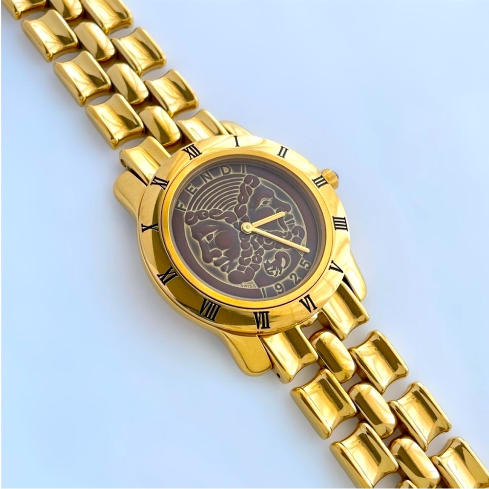 Fendi Gold Watch with Roman Numerals